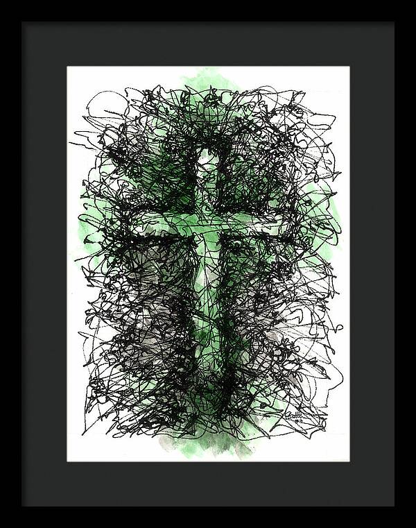 Chaos Order Cross 03 - Joyful Green - Framed Print