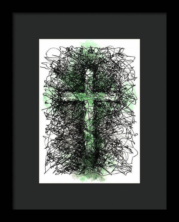 Chaos Order Cross 03 - Joyful Green - Framed Print