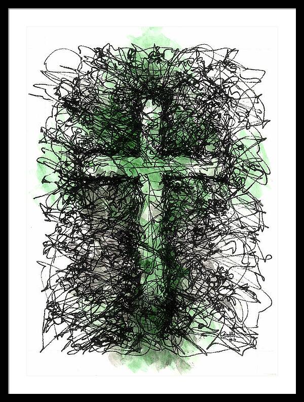 Chaos Order Cross 03 - Joyful Green - Framed Print