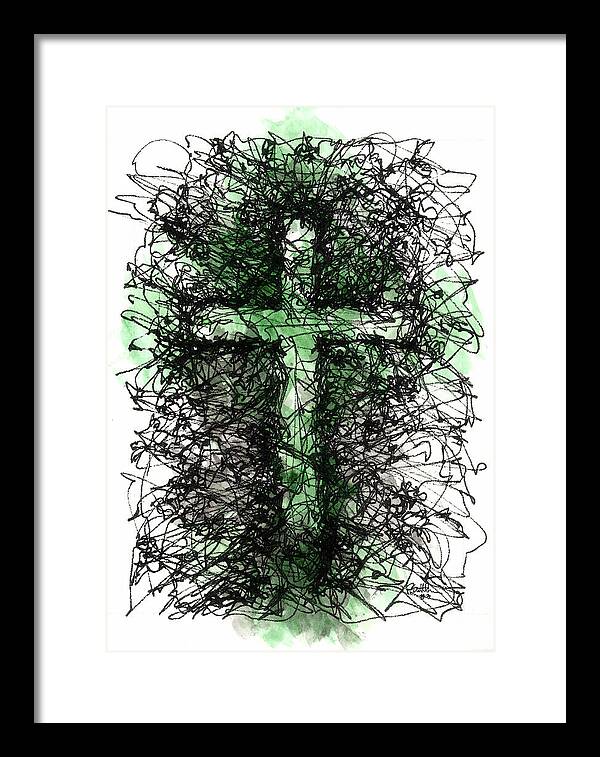 Chaos Order Cross 03 - Joyful Green - Framed Print