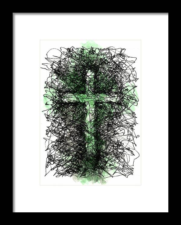 Chaos Order Cross 03 - Joyful Green - Framed Print