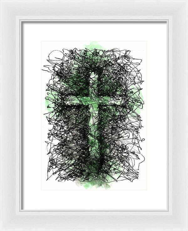 Chaos Order Cross 03 - Joyful Green - Framed Print