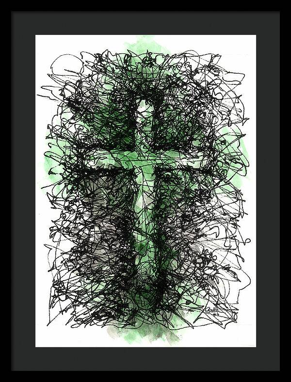 Chaos Order Cross 03 - Joyful Green - Framed Print