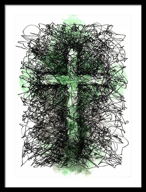 Chaos Order Cross 03 - Joyful Green - Framed Print