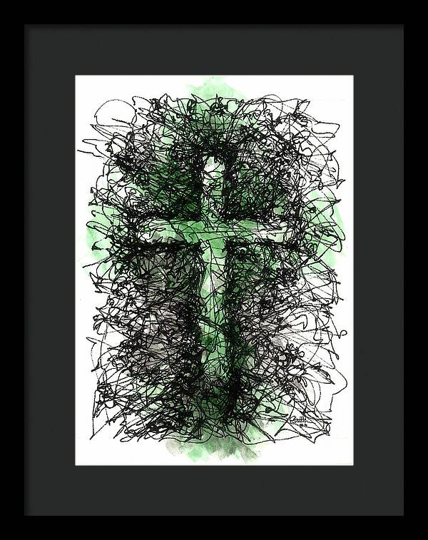 Chaos Order Cross 03 - Joyful Green - Framed Print
