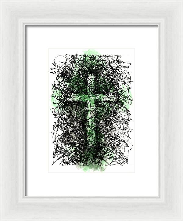 Chaos Order Cross 03 - Joyful Green - Framed Print
