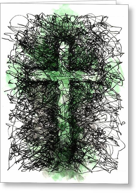 Chaos Order Cross 03 - Joyful Green - Greeting Card
