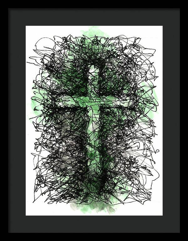 Chaos Order Cross 03 - Joyful Green - Framed Print