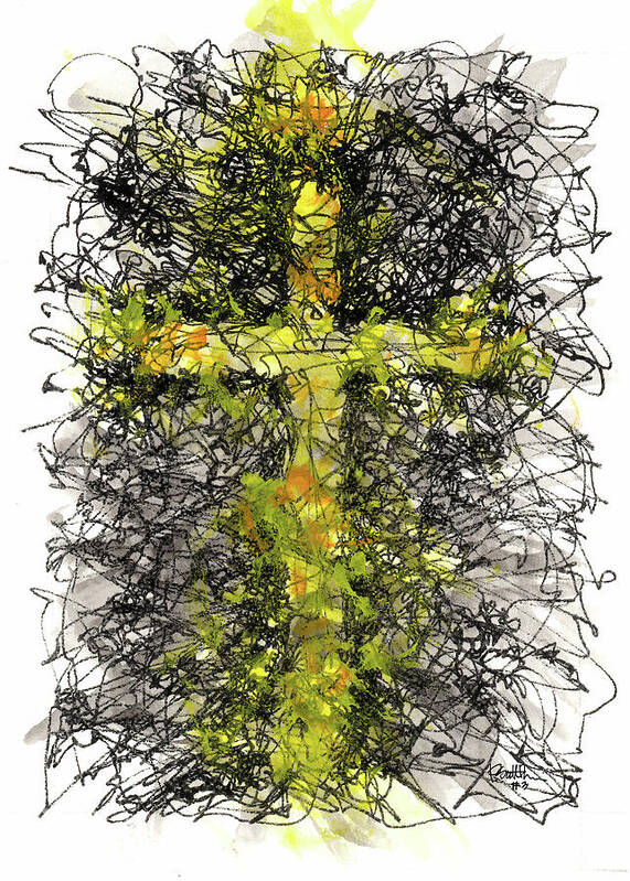 Chaos Order Cross 03 - Luminous Yellow - Art Print