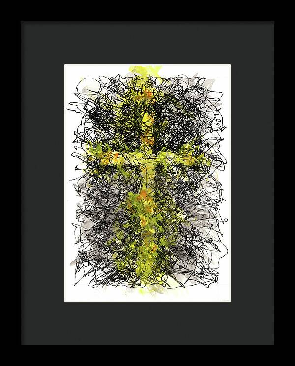 Chaos Order Cross 03 - Luminous Yellow - Framed Print