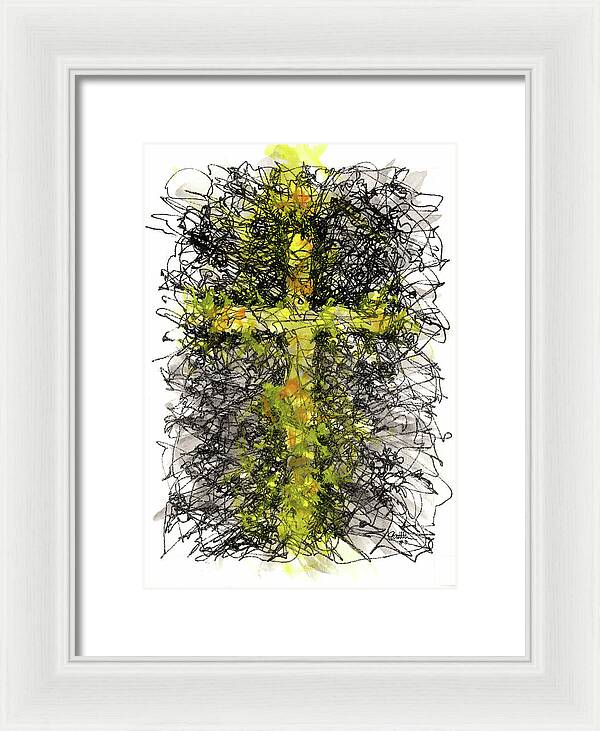 Chaos Order Cross 03 - Luminous Yellow - Framed Print