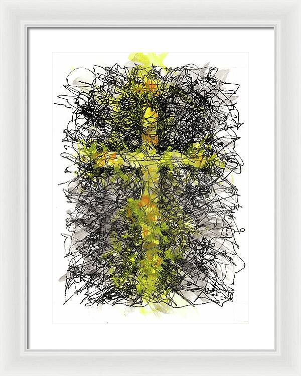 Chaos Order Cross 03 - Luminous Yellow - Framed Print