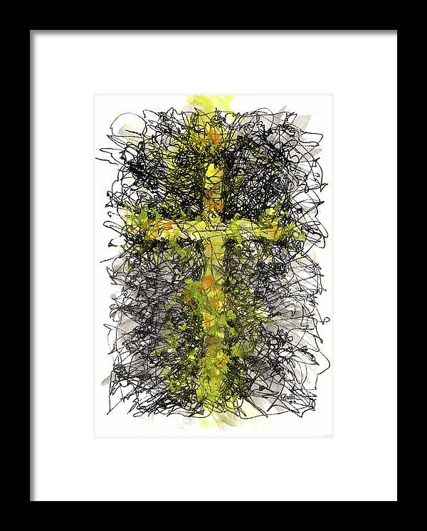 Chaos Order Cross 03 - Luminous Yellow - Framed Print