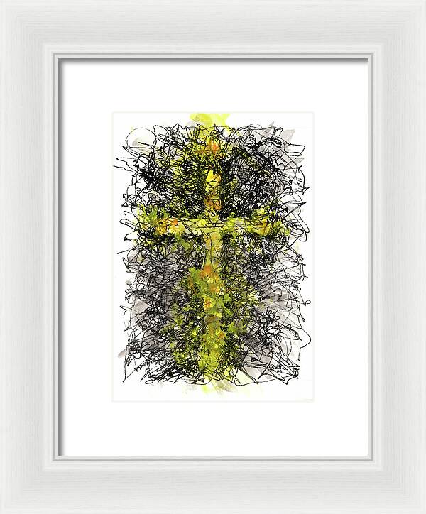 Chaos Order Cross 03 - Luminous Yellow - Framed Print