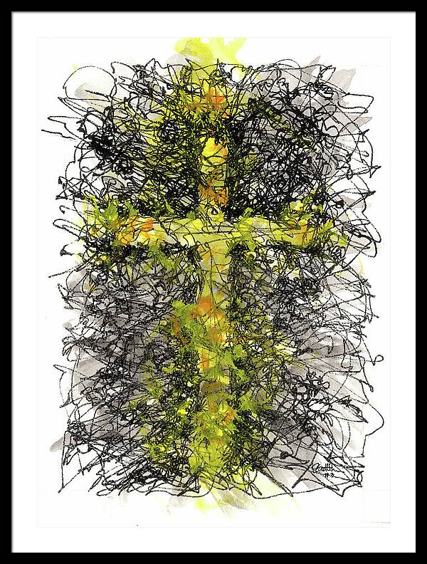 Chaos Order Cross 03 - Luminous Yellow - Framed Print