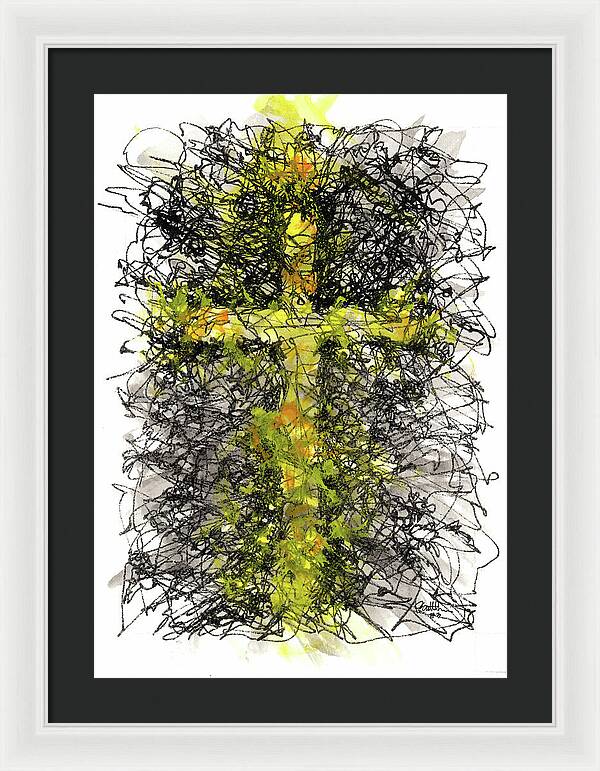 Chaos Order Cross 03 - Luminous Yellow - Framed Print