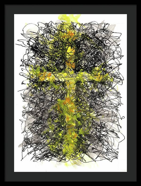 Chaos Order Cross 03 - Luminous Yellow - Framed Print