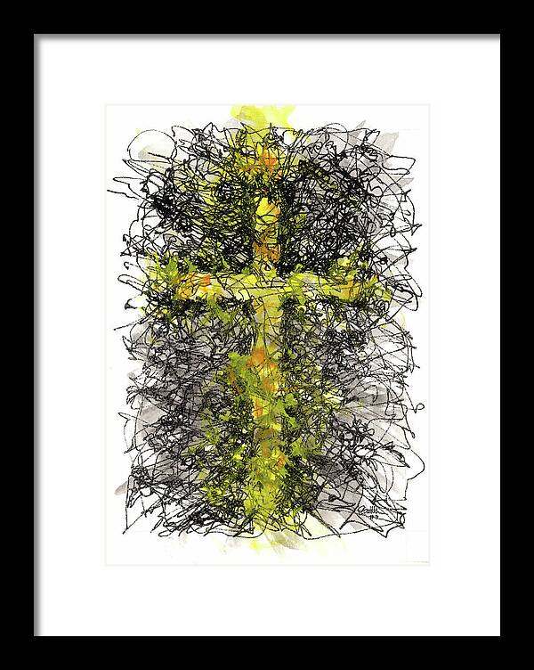 Chaos Order Cross 03 - Luminous Yellow - Framed Print