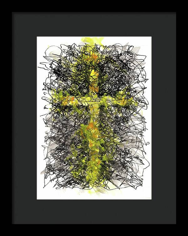 Chaos Order Cross 03 - Luminous Yellow - Framed Print