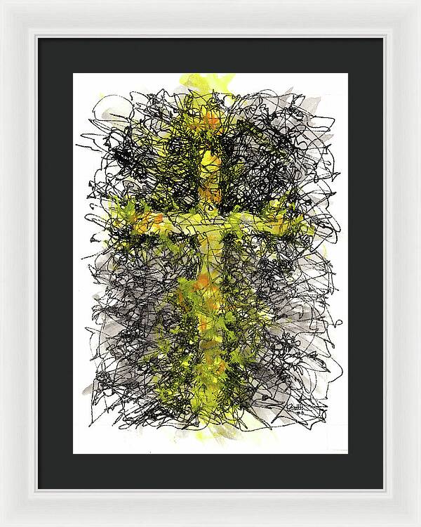 Chaos Order Cross 03 - Luminous Yellow - Framed Print