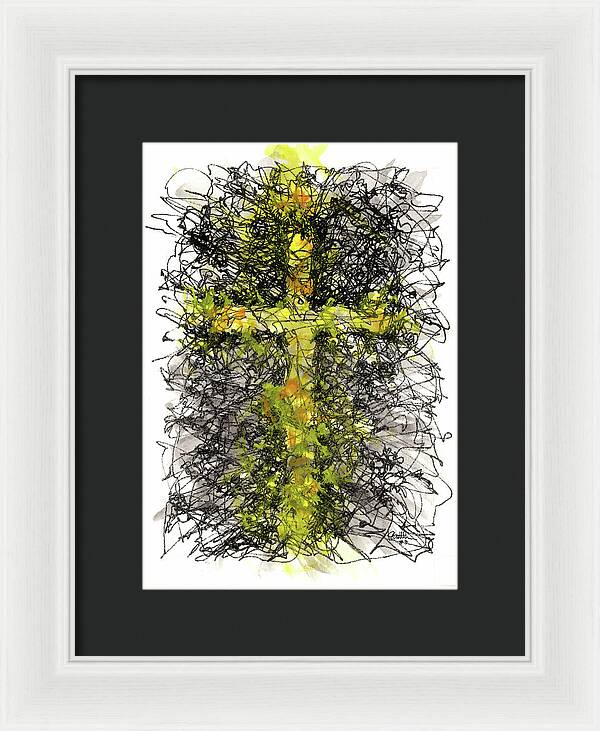 Chaos Order Cross 03 - Luminous Yellow - Framed Print