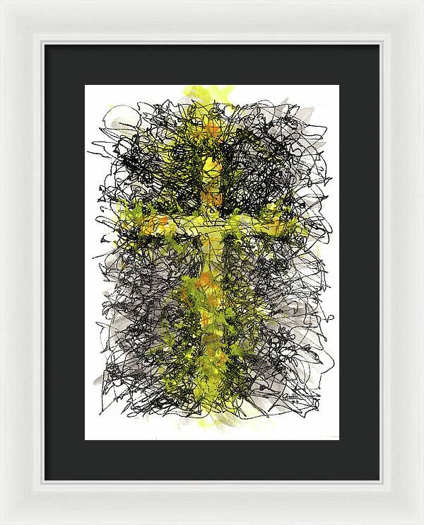 Chaos Order Cross 03 - Luminous Yellow - Framed Print