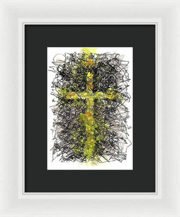 Chaos Order Cross 03 - Luminous Yellow - Framed Print