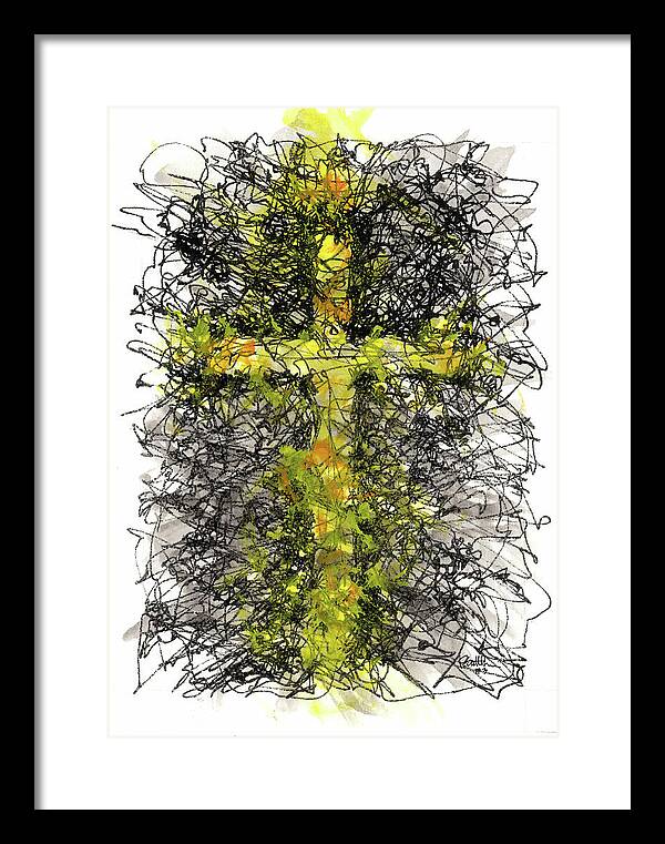 Chaos Order Cross 03 - Luminous Yellow - Framed Print