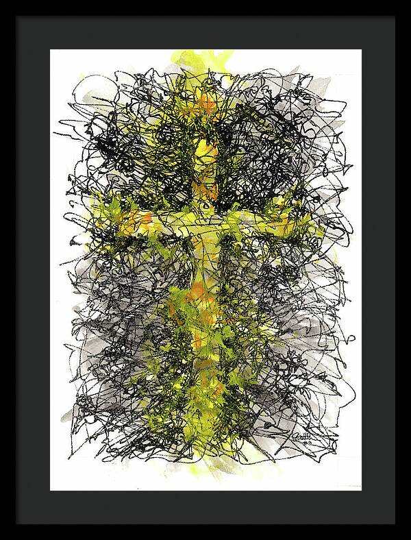 Chaos Order Cross 03 - Luminous Yellow - Framed Print