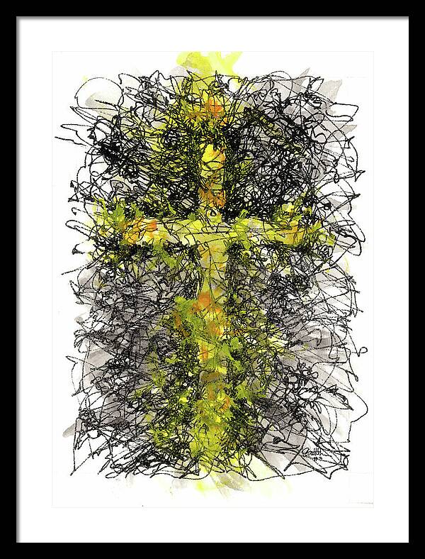 Chaos Order Cross 03 - Luminous Yellow - Framed Print
