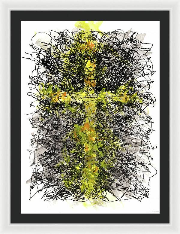Chaos Order Cross 03 - Luminous Yellow - Framed Print