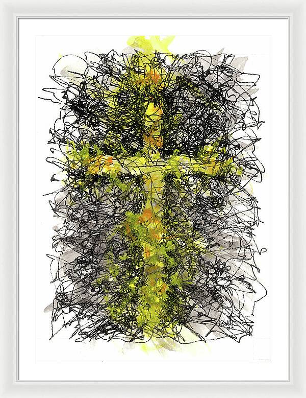 Chaos Order Cross 03 - Luminous Yellow - Framed Print