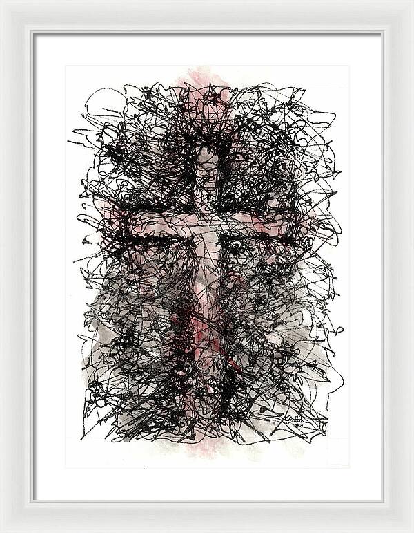 Chaos Order Cross 03 - Sorrowful Red - Framed Print