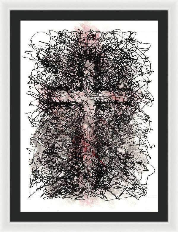 Chaos Order Cross 03 - Sorrowful Red - Framed Print
