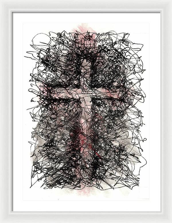 Chaos Order Cross 03 - Sorrowful Red - Framed Print