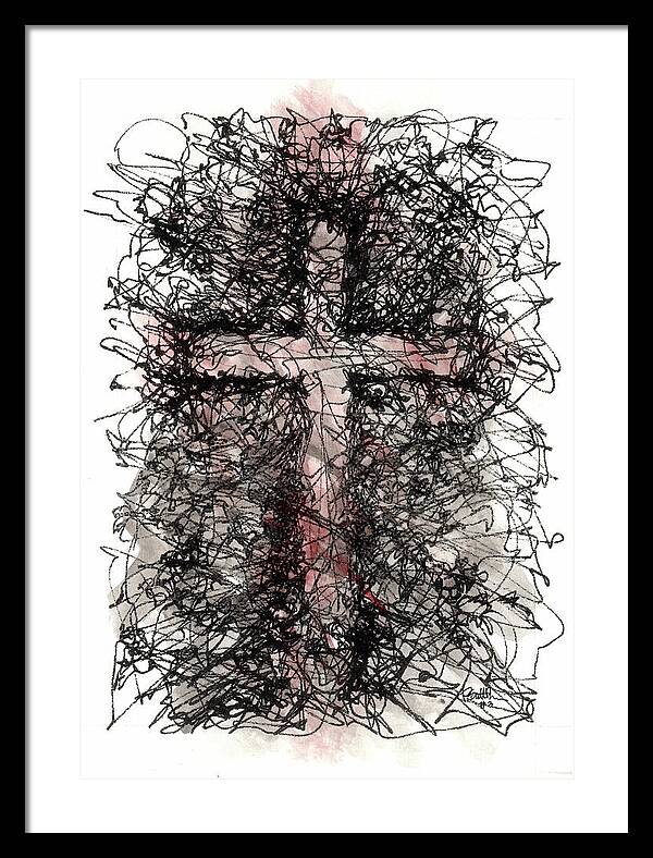 Chaos Order Cross 03 - Sorrowful Red - Framed Print