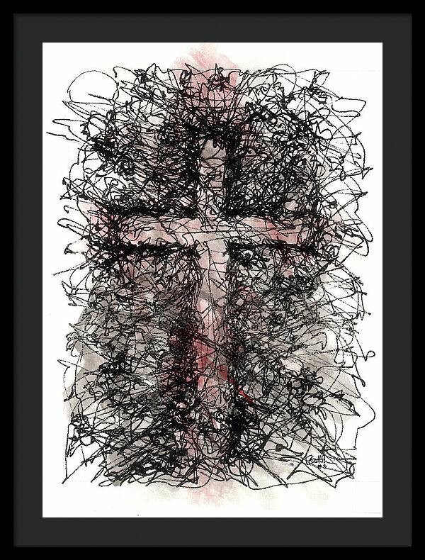 Chaos Order Cross 03 - Sorrowful Red - Framed Print