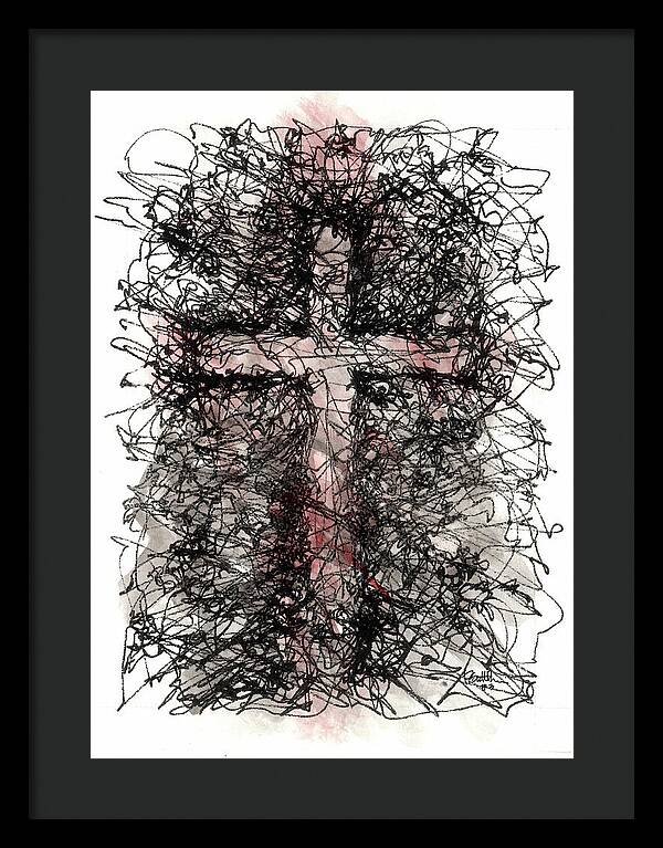Chaos Order Cross 03 - Sorrowful Red - Framed Print
