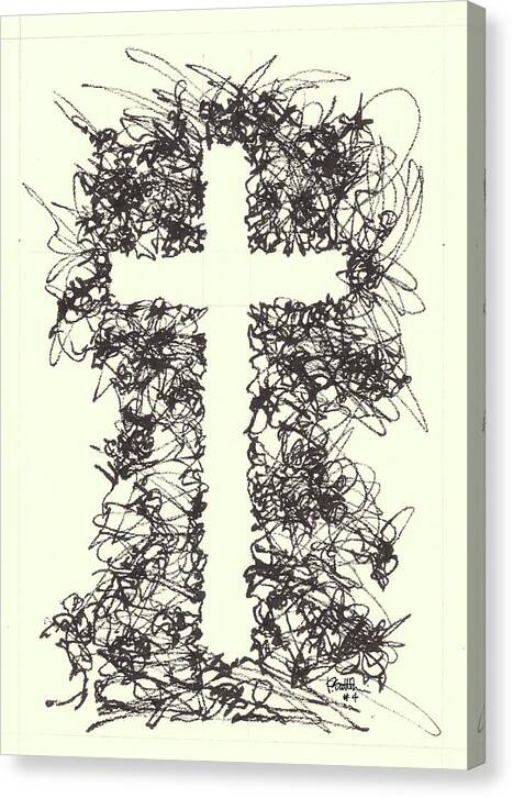 Chaos Order Cross 04 - Black and White - Canvas Print