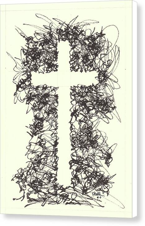 Chaos Order Cross 04 - Black and White - Canvas Print