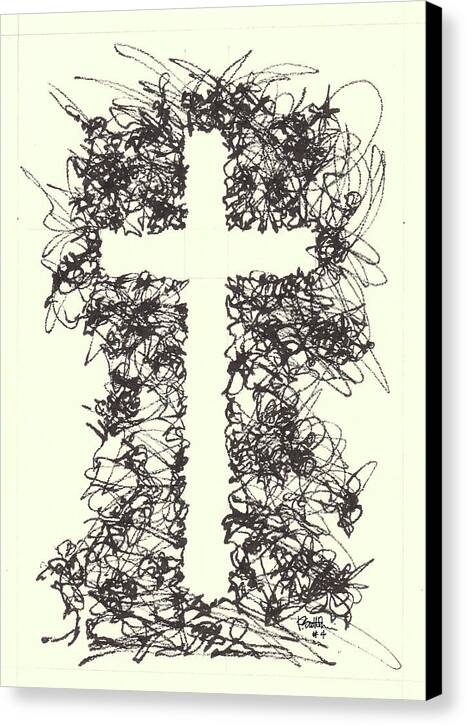 Chaos Order Cross 04 - Black and White - Canvas Print
