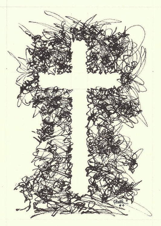 Chaos Order Cross 04 - Black and White - Art Print