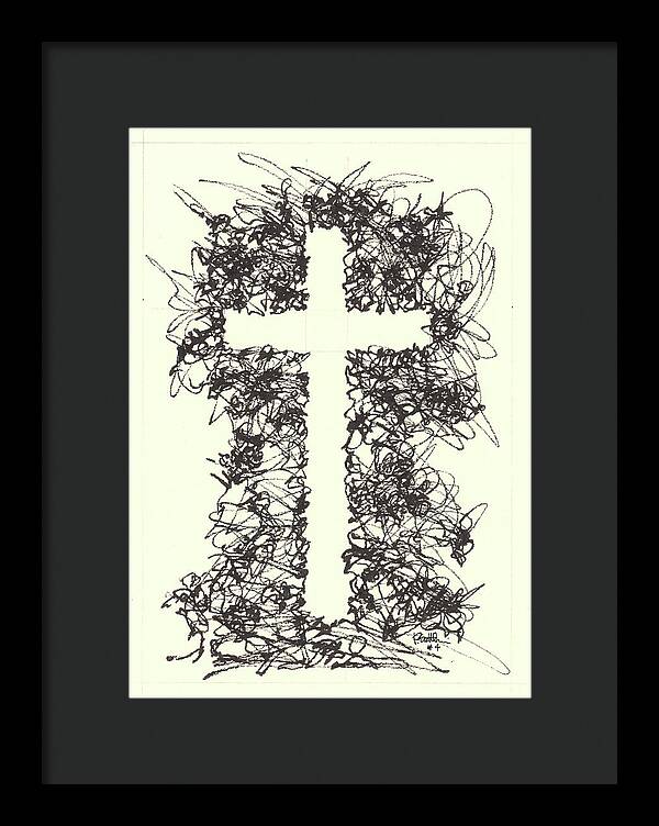 Chaos Order Cross 04 - Black and White - Framed Print