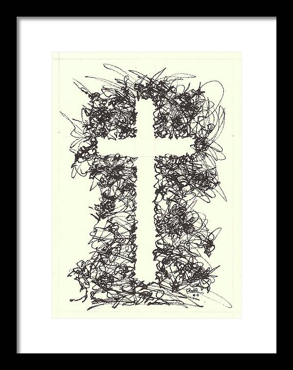 Chaos Order Cross 04 - Black and White - Framed Print