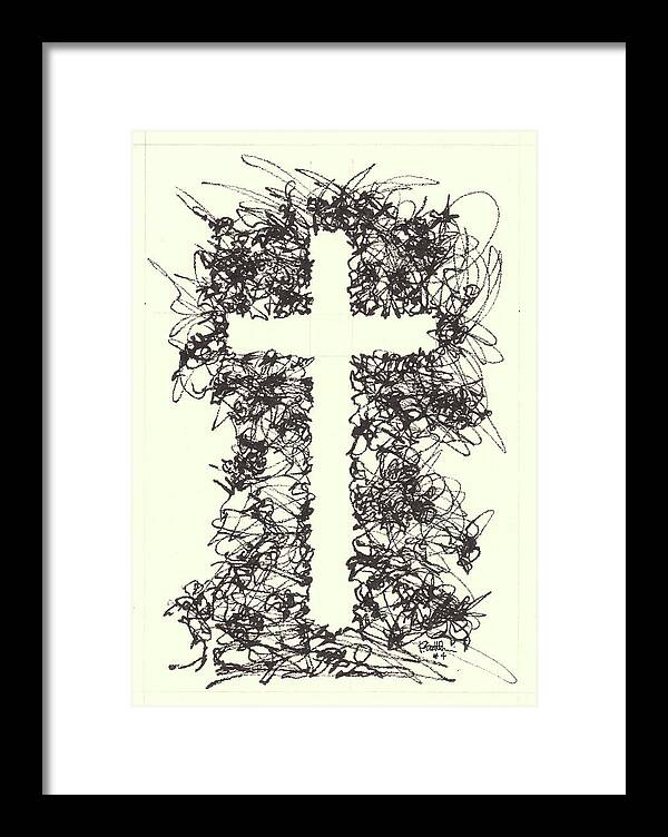 Chaos Order Cross 04 - Black and White - Framed Print