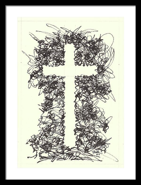 Chaos Order Cross 04 - Black and White - Framed Print