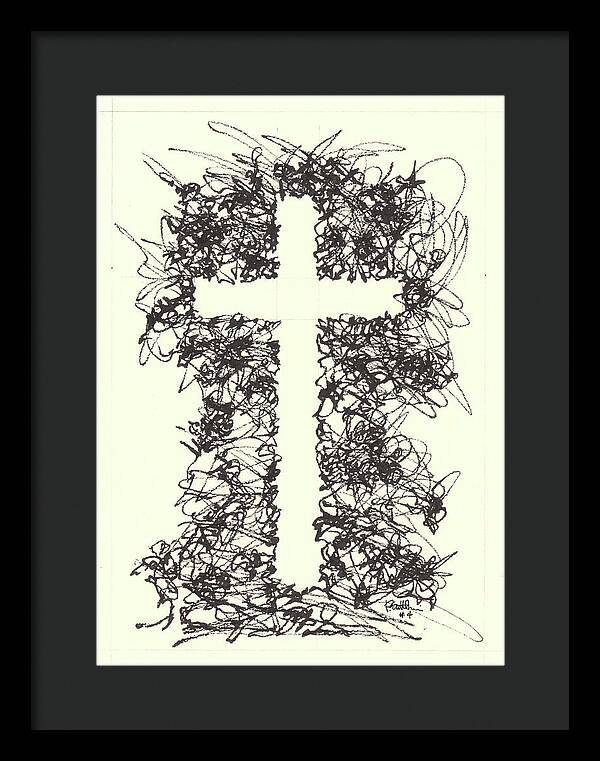 Chaos Order Cross 04 - Black and White - Framed Print