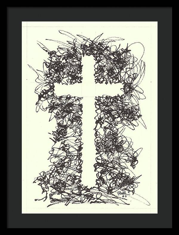 Chaos Order Cross 04 - Black and White - Framed Print