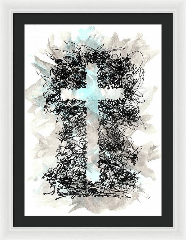 Chaos Order Cross 04 - Glorious Blue - Framed Print
