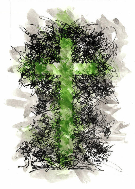 Chaos Order Cross 04 - Joyful Green - Art Print